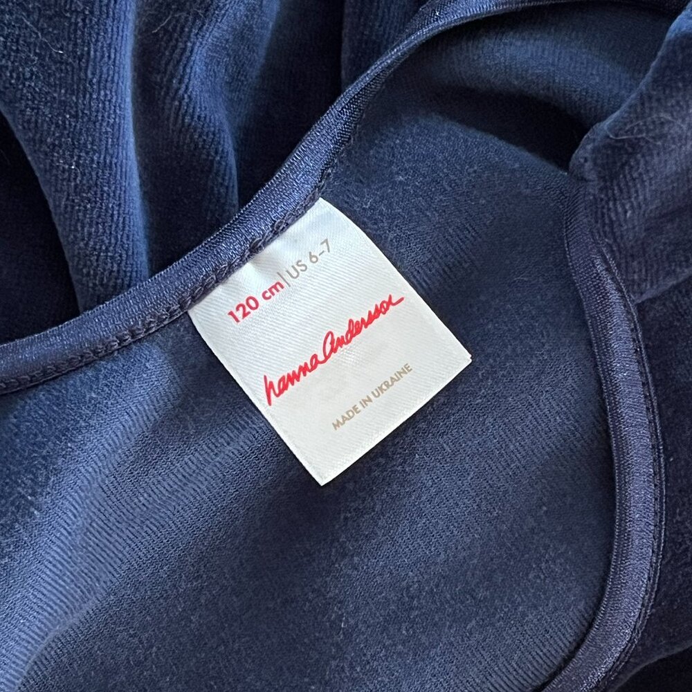 Hanna Andersson navy velour dress 120 - Picture 2 of 5
